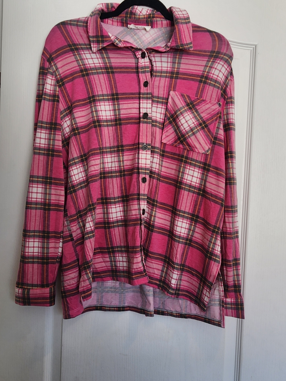 Zenana Outfitters Pink Plaid Button-Down Shirt M Euc